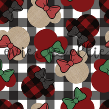 Load image into Gallery viewer, Buffalo Plaid, Linen, & Red Bow Ears-- Multiple Colors