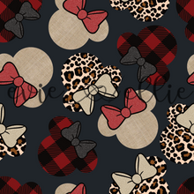Load image into Gallery viewer, Buffalo Plaid, Linen, & Leopard Bow Ears-- Multiple Colors