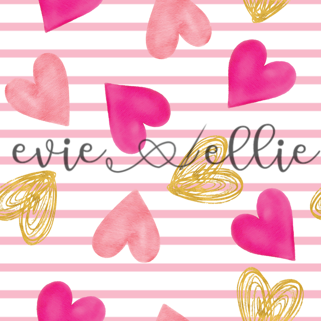 Pink and Gold Hearts -- Multiple Colors