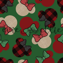 Load image into Gallery viewer, Buffalo Plaid, Linen, & Red Bow Ears-- Multiple Colors