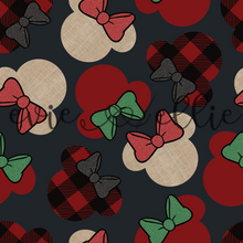 Load image into Gallery viewer, Buffalo Plaid, Linen, & Red Bow Ears-- Multiple Colors
