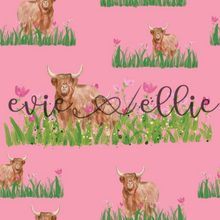 Load image into Gallery viewer, Highland Cows & Pink Flowers-- Multiple Colors
