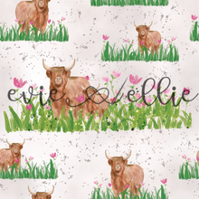 Load image into Gallery viewer, Highland Cows & Pink Flowers-- Multiple Colors