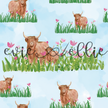 Load image into Gallery viewer, Highland Cows & Pink Flowers-- Multiple Colors