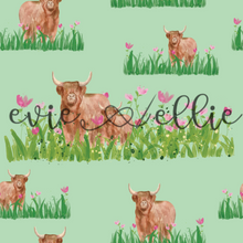 Load image into Gallery viewer, Highland Cows & Pink Flowers-- Multiple Colors