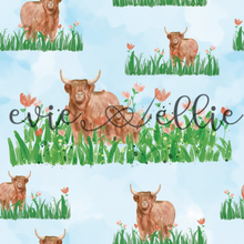 Load image into Gallery viewer, Highland Cows & Orange Flowers-- Multiple Colors
