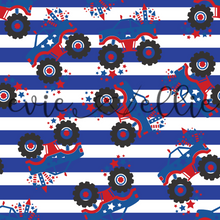 Load image into Gallery viewer, 4th of July Monster Trucks-- Multiple Colors