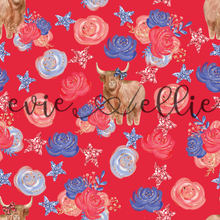 Load image into Gallery viewer, 4th of July Flower Cows with Bows-- Multiple Colors