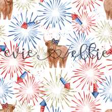 Load image into Gallery viewer, 4th of July Firework Cows with Bows-- Multiple Colors