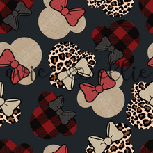 Load image into Gallery viewer, Buffalo Plaid, Linen, &amp; Leopard Bow Ears-- Multiple Colors
