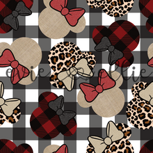 Load image into Gallery viewer, Buffalo Plaid, Linen, &amp; Leopard Bow Ears-- Multiple Colors
