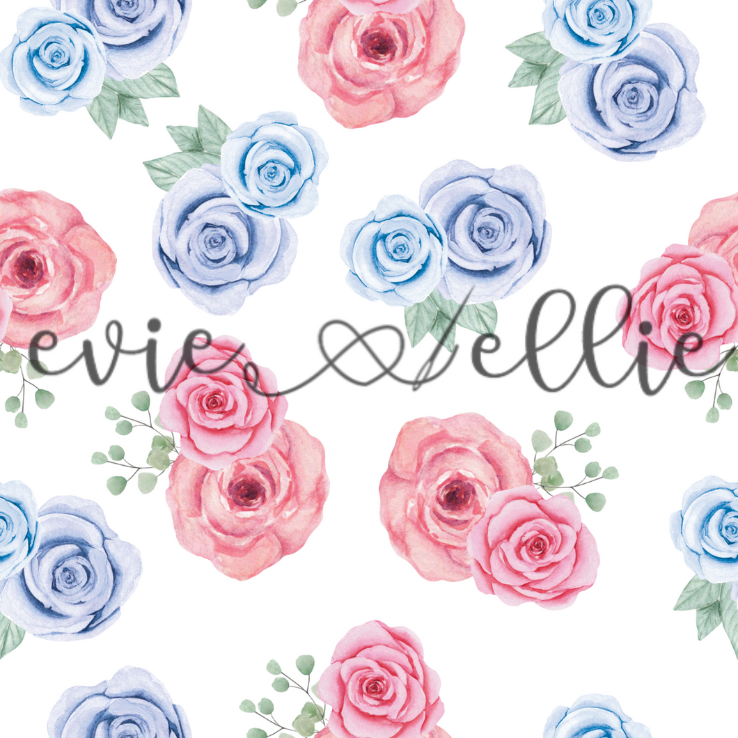 Pink and Blue Flowers- Multiple Options