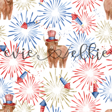 Load image into Gallery viewer, 4th of July Firework Cows with Hats-- Multiple Colors
