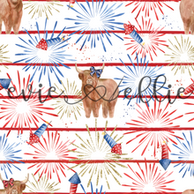 Load image into Gallery viewer, 4th of July Firework Cows with Bows-- Multiple Colors
